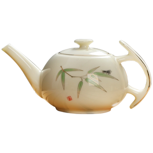 描金功夫茶壶陶瓷手工贴花泡茶壶单壶家用泡茶器中式高档茶具单品