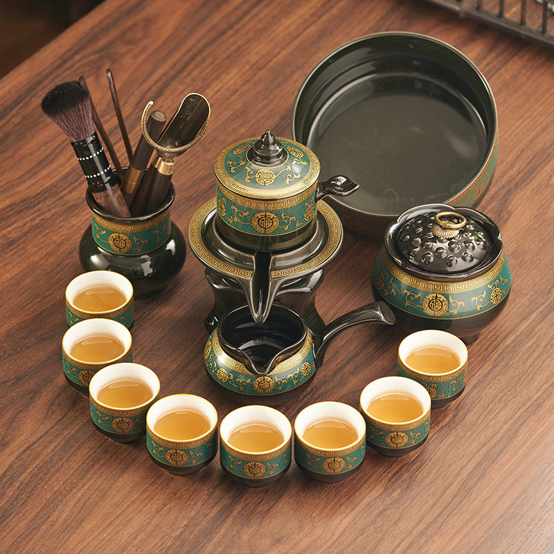 懒人茶具套装家用整套便捷式石磨自动陶瓷泡茶器高档功夫茶杯茶壶