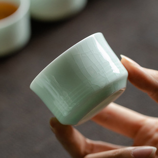 哥窑翠玉茶杯陶瓷功夫小茶杯单杯主人杯茶具茶盏个人专用品茗杯子