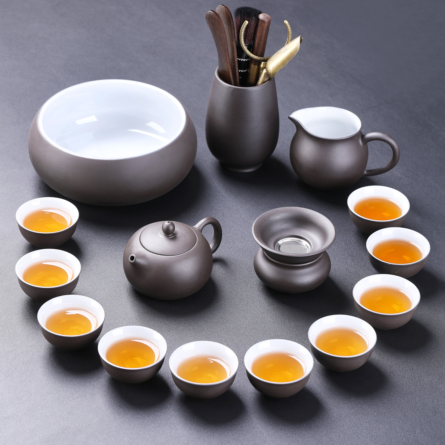 紫砂西施壶茶具套装内白釉三才盖碗茶杯全套半手工中式高档泡茶器