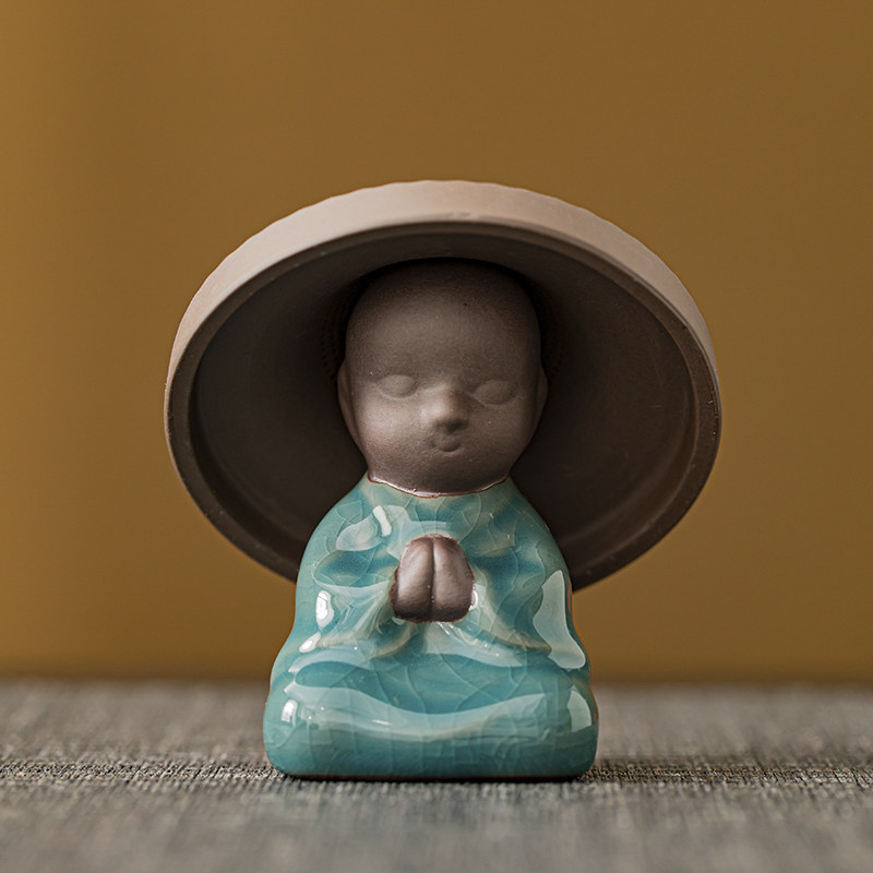 小和尚茶宠茶滤组合摆件