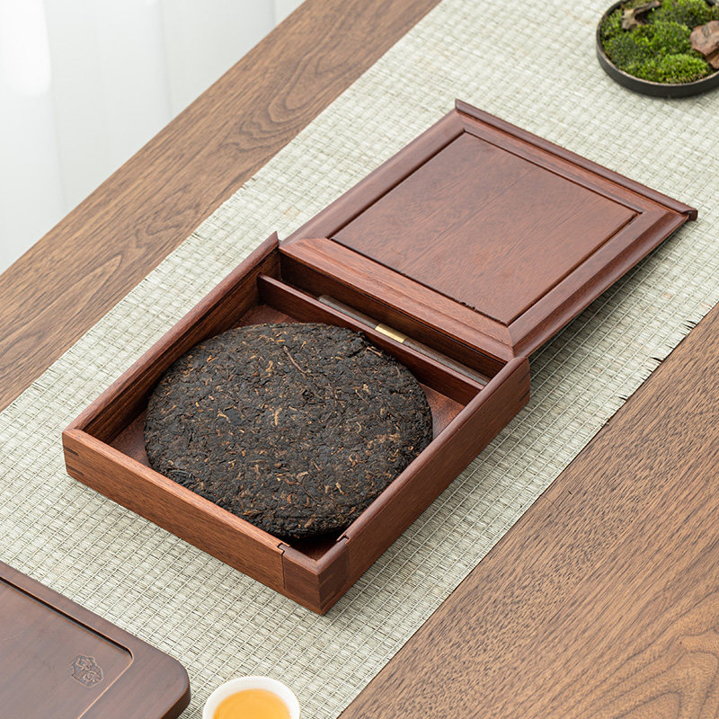 花梨木分茶盘家用简约茶饼收纳盒实木带茶针茶叶盘功夫茶道零配件
