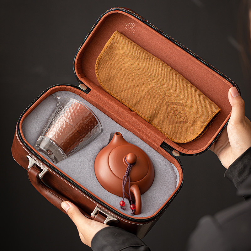 紫砂西施壶旅行茶具户外便携式包一壶两杯快客杯大容量泡茶壶套装,餐饮具,旅行茶具,淘宝优惠券,粉丝福利购,淘宝优惠卷