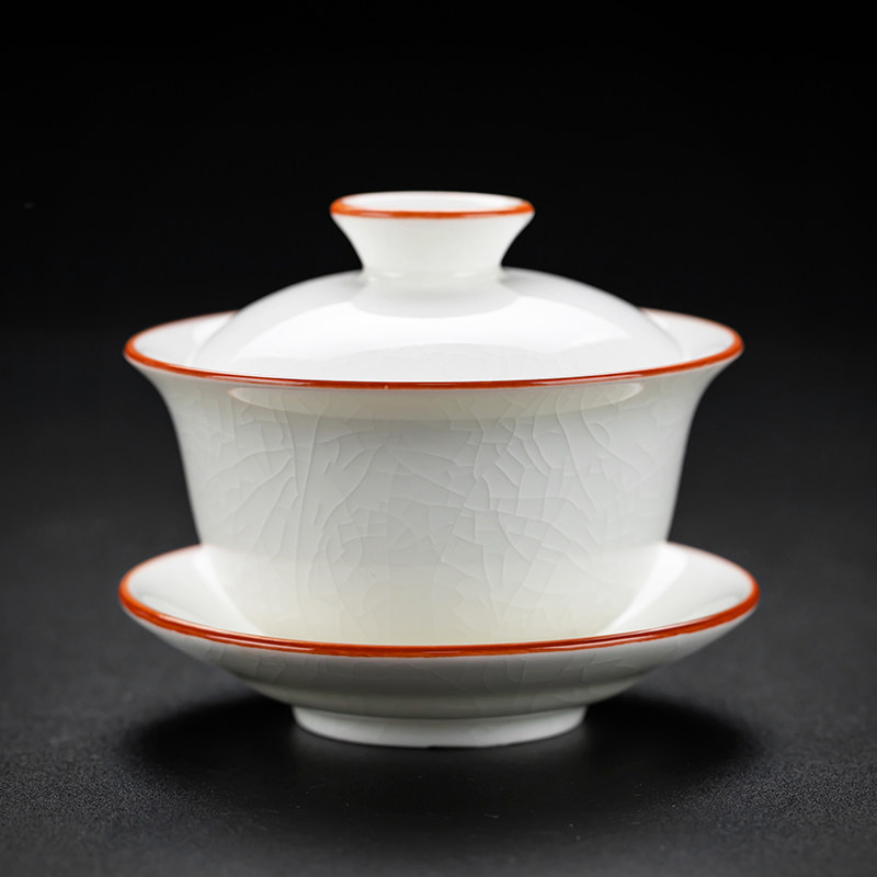 白汝窑盖碗可养开 片功夫泡茶器陶瓷敬茶碗大号不烫手三才茶碗茶,餐饮具,盖碗,淘宝优惠券,粉丝福利购,淘宝优惠卷