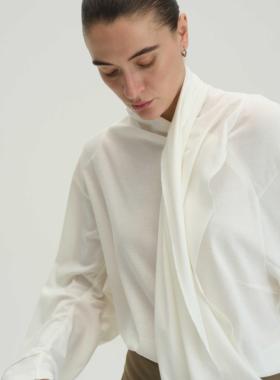 PIECE MIND设计款多剪裁拼接飘领慵懒感长袖T