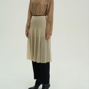 PIECE MIND早秋拼接撞色网纱两穿氛围感九分裤