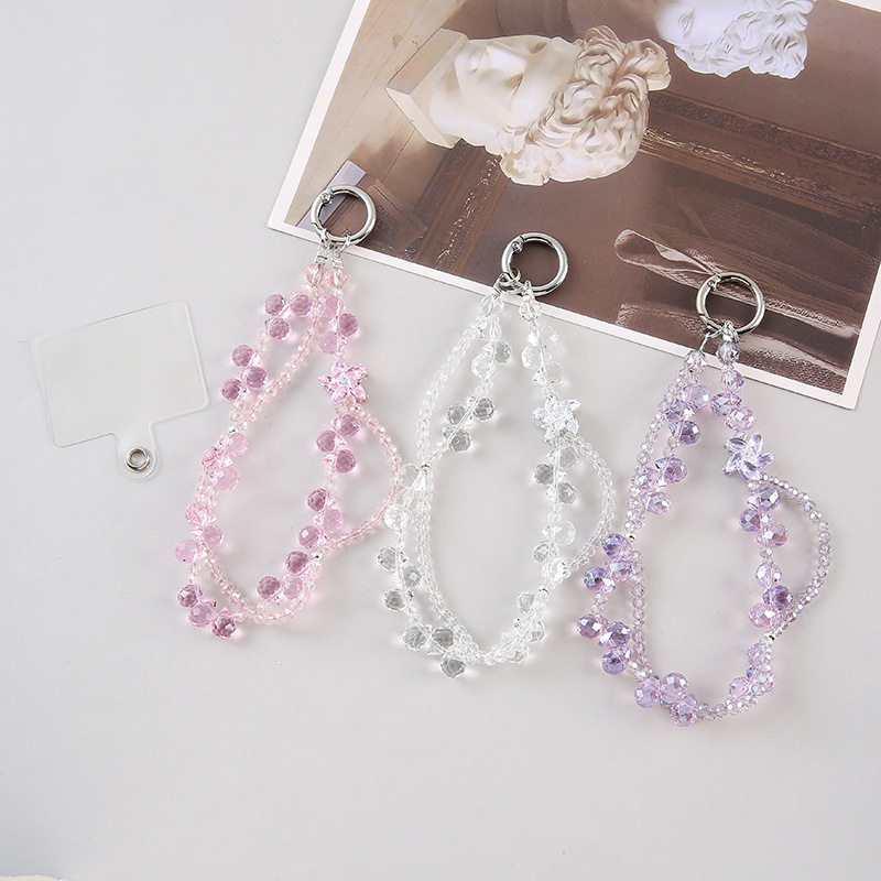 新款水滴手机链双链水晶锆石串珠挂件合金镂空钻石高级感挂饰车挂