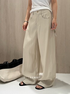 LIMO 休闲裤 夏上新极简高品质爽感侧压线西裤 弯刀裤 6060 气球裤