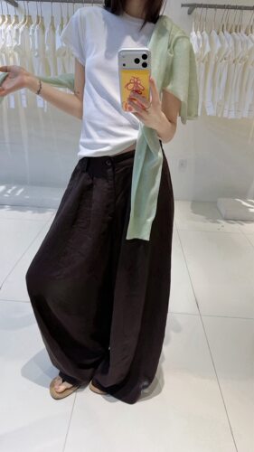 D韩系简约百搭显瘦设计感慵懒松弛感高腰显瘦显高后松紧腰休闲裤