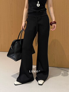 LIMO 休闲裤 春上新 lulu风罗纹腰头松紧腰微喇叭裤 6089 爆款