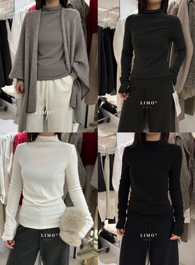 【LIMO】冬上新lulu风肩缝小高领羊绒长袖T恤5967