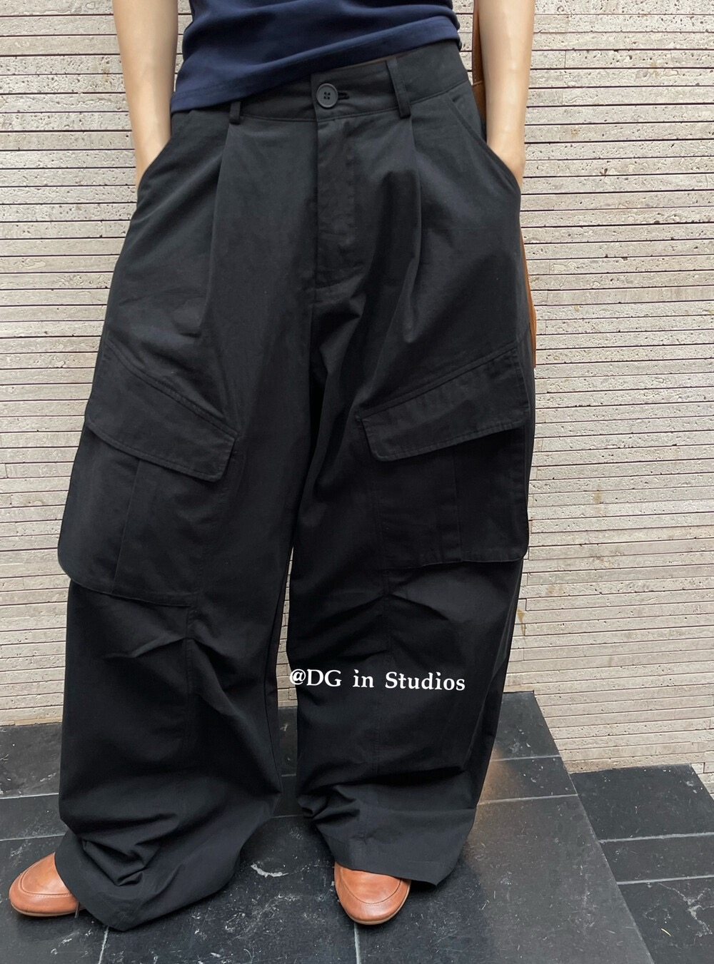 【DG】秋上新韩系设计感街头风宽松多口袋设计长款直筒工装裤9559