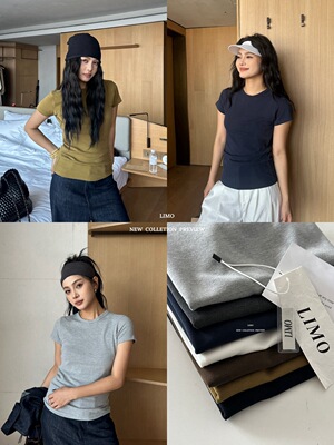 【LIMO】秋上新人气款升级版7色高质感百搭显瘦正肩短袖小T5858