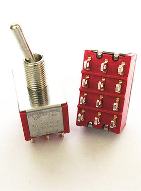 MTS-202/302/402扭子开关 12脚2档 红色拨动开关12P2位
