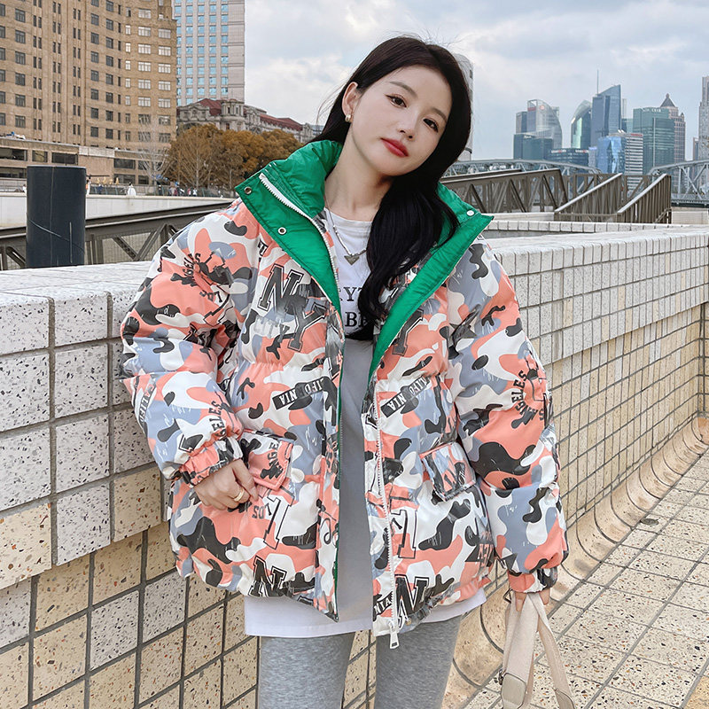 冬季新款印花拼色中长款面包服287-F2260-P150-K228，女装棉衣/棉服，浙宝287