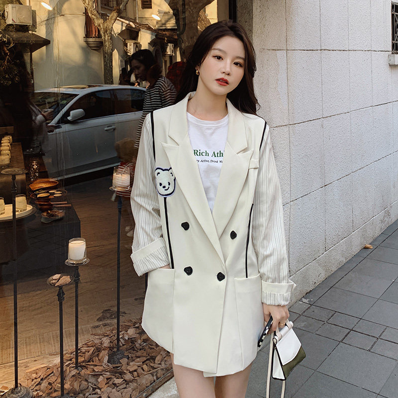 【现货】后开叉小熊撞色拼接西装Z287-2211-P120-K178,女装西装,浙宝287