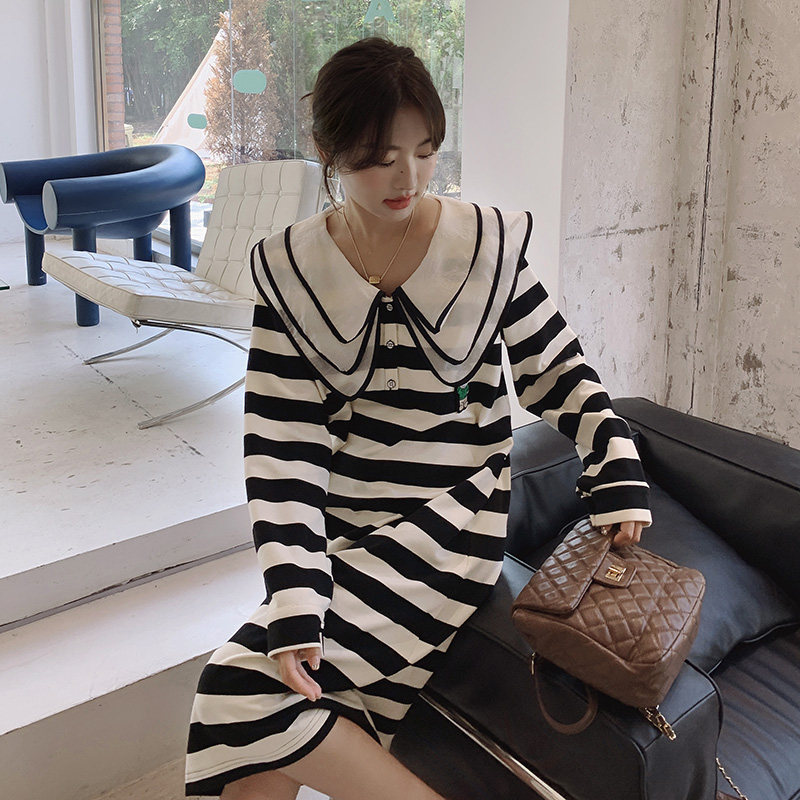 娃娃领条纹连衣裙287-F2238-P115-K168，女装连衣裙，浙宝287