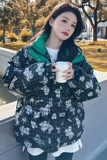 冬季新款印花拼色中长款面包服287-F2260-P150-K228，女装棉衣/棉服，浙宝287