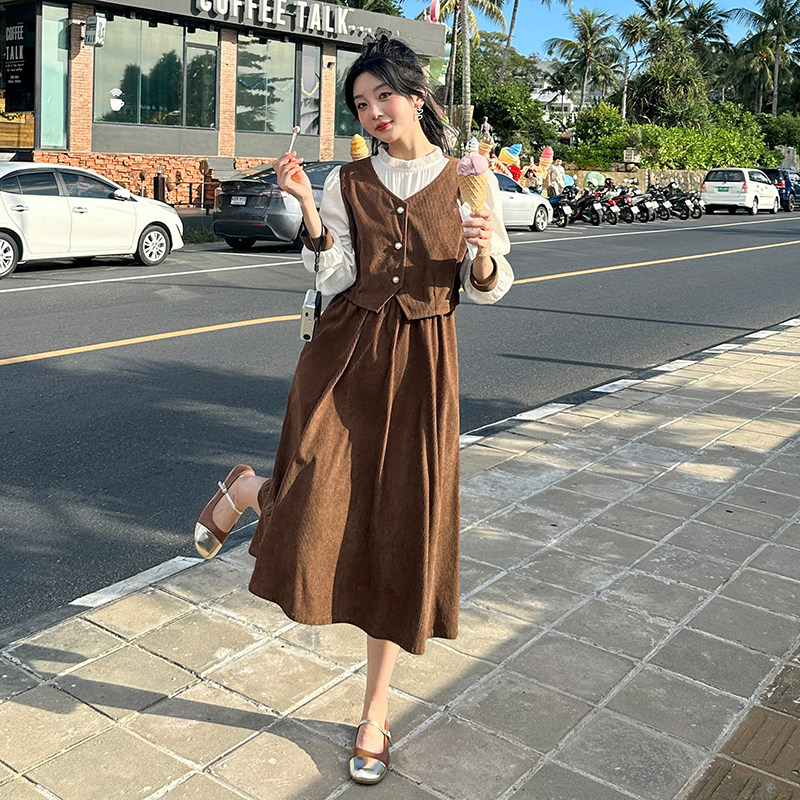 24春新款-简约甜美风灯芯绒假两件女主裙287-2803-P120-K168,女装连衣裙,浙宝287