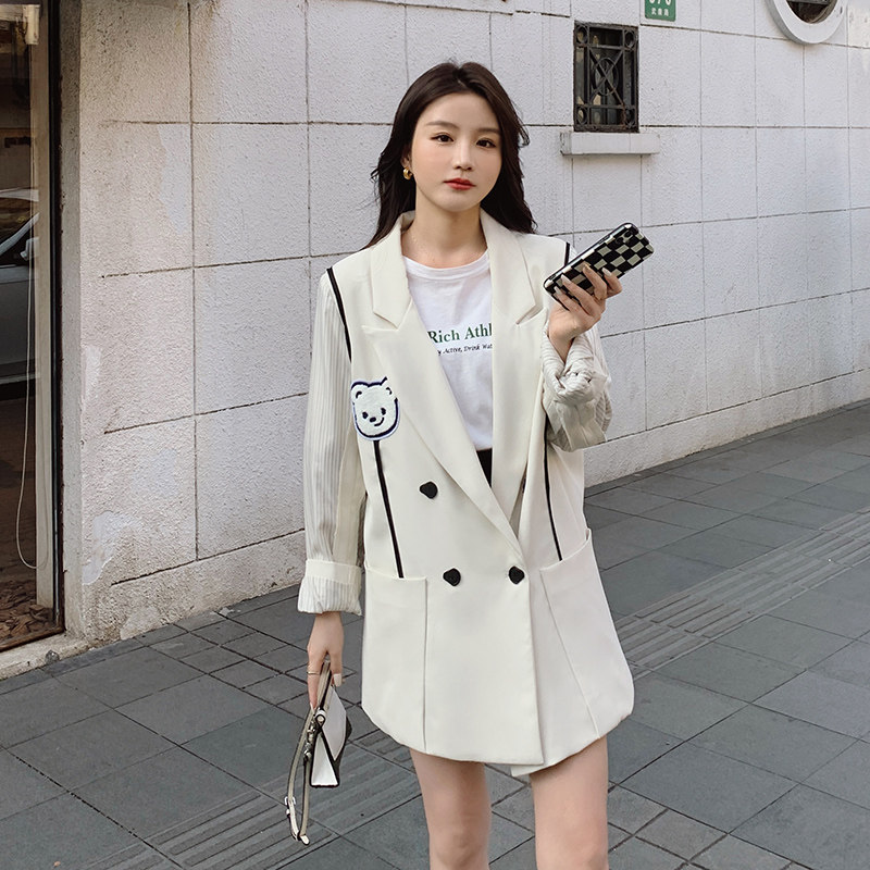 【现货】后开叉小熊撞色拼接西装Z287-2211-P120-K178,女装西装,浙宝287