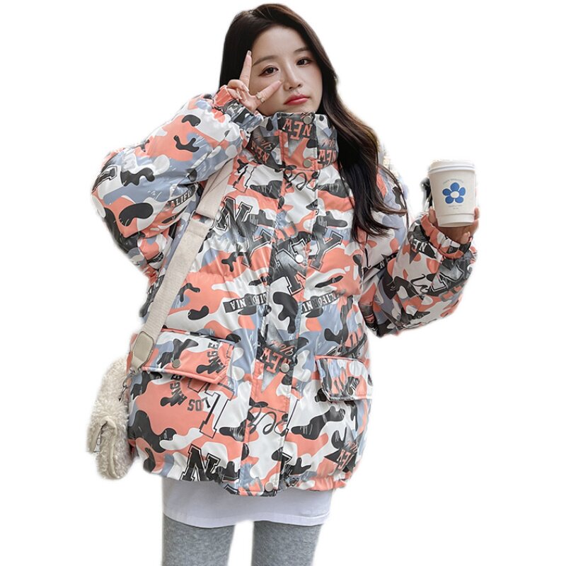 冬季新款印花拼色中长款面包服287-F2260-P150-K228,女装棉衣/棉服,浙宝287