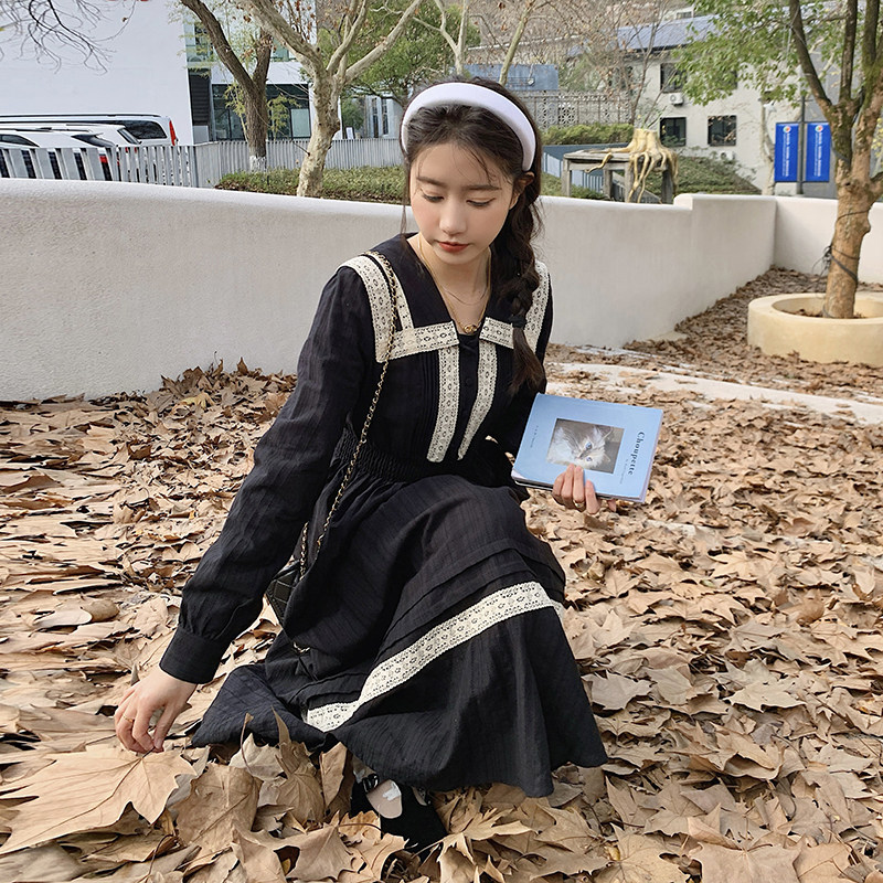 现货海军领黑白撞色连衣裙Z287-2207-P115-K168,女装连衣裙,浙宝287