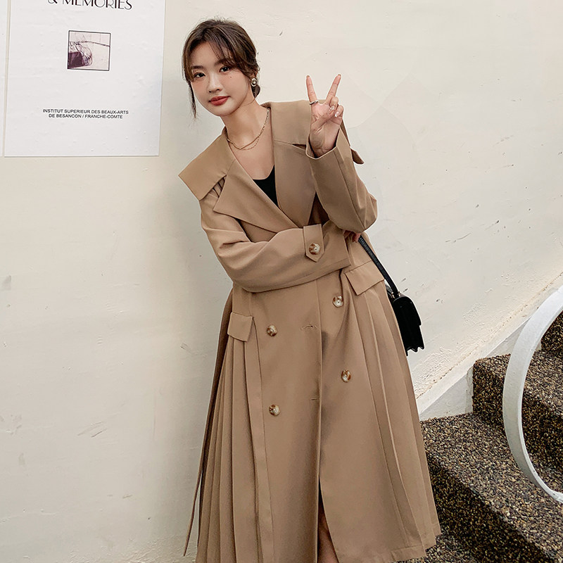 【秋季新款】感海军领百褶风衣287-F2252-P150-K218,女装风衣,浙宝287
