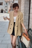 韩版灰色褶皱西装外套女春秋2025年新款女装小众设计感休闲小西服，女装西装，浙宝287