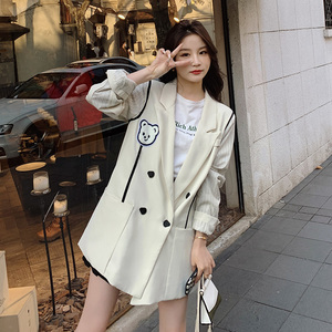 【现货】 后开叉 小熊 撞色拼接西装Z287-2211-P120-K178图片