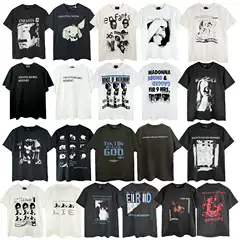 American High Street Erd Melancholic Rich Second-Generation Retro Print Short-Sleeve Summer Loose Casual Trendy Couple T-Shirt