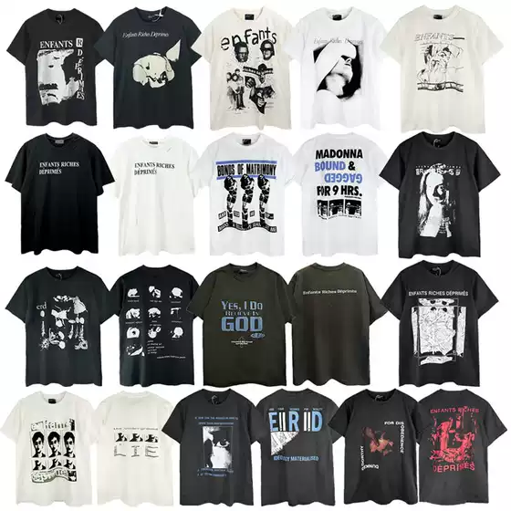 American High Street Erd Melancholic Rich Second-Generation Retro Print Short-Sleeve Summer Loose Casual Trendy Couple T-Shirt
