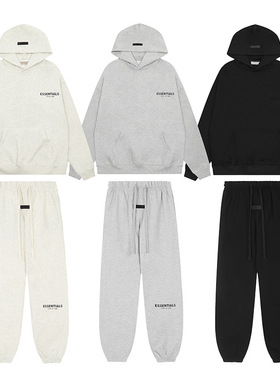外贸FOG复线ESSENTIALS新款潮牌连帽卫衣字母植绒休闲裤子套装潮