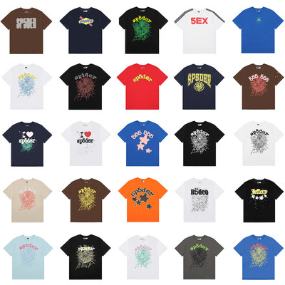 夏季蜘蛛网发泡印花情侣短袖T恤