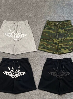 美潮Broken Planet破碎星球发泡印花短裤夏季宽松休闲男女五分裤