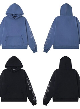 秋冬嘻哈潮牌Trapstar手臂刺绣LOGO男女高街宽松加绒连帽卫衣