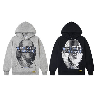 街头嘻哈人像字母印花宽松卫衣