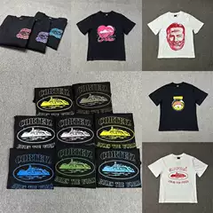 American Corteiz Trendy Brand Alcatraz Summer New Retro Print Unisex Trendy Loose Casual Short-Sleeve T-Shirt
