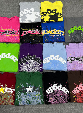 Young Thug 美式Sp5der 555555 Pink Hoodie连帽衫卫衣男女