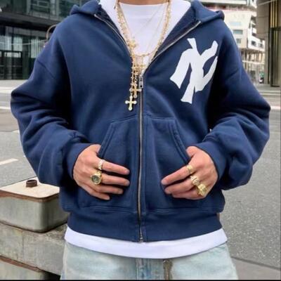 AKIMBO复古高街字母连帽卫衣