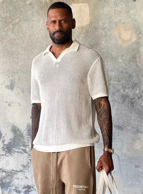 小众潮牌Aime Leon Dore高级针织短袖男女夏季镂空休闲POLO领T恤