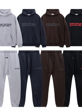 FOG复线ESSENTIALS硅胶字母印花休闲加绒连帽卫衣裤子男女套装潮