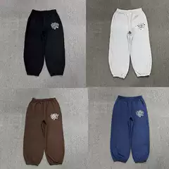 Adwysd Alwaydowhatyoushoulddo Sun-Patterned Fleece-Lined American-Style Trendy Loose Jogger Sweatpants