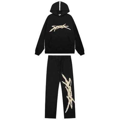 Sp5der555字母连帽卫衣套装