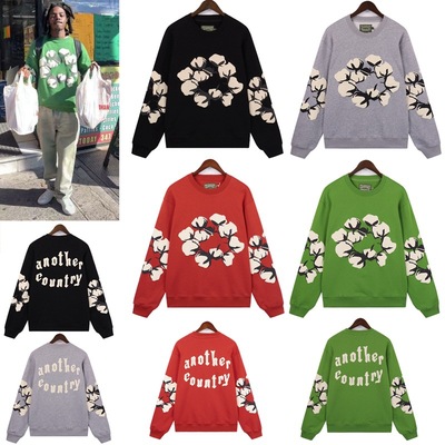 DENIM TEARS木棉花发泡字母印花联名款美式高街男女休闲圆领卫衣