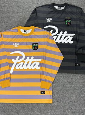 PATTA潮牌美式高街男女宽松轻薄速干运动球衣撞色条纹圆领长袖T恤