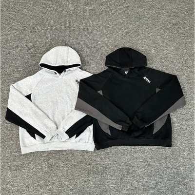 美式拼接刺绣加绒高街宽松卫衣