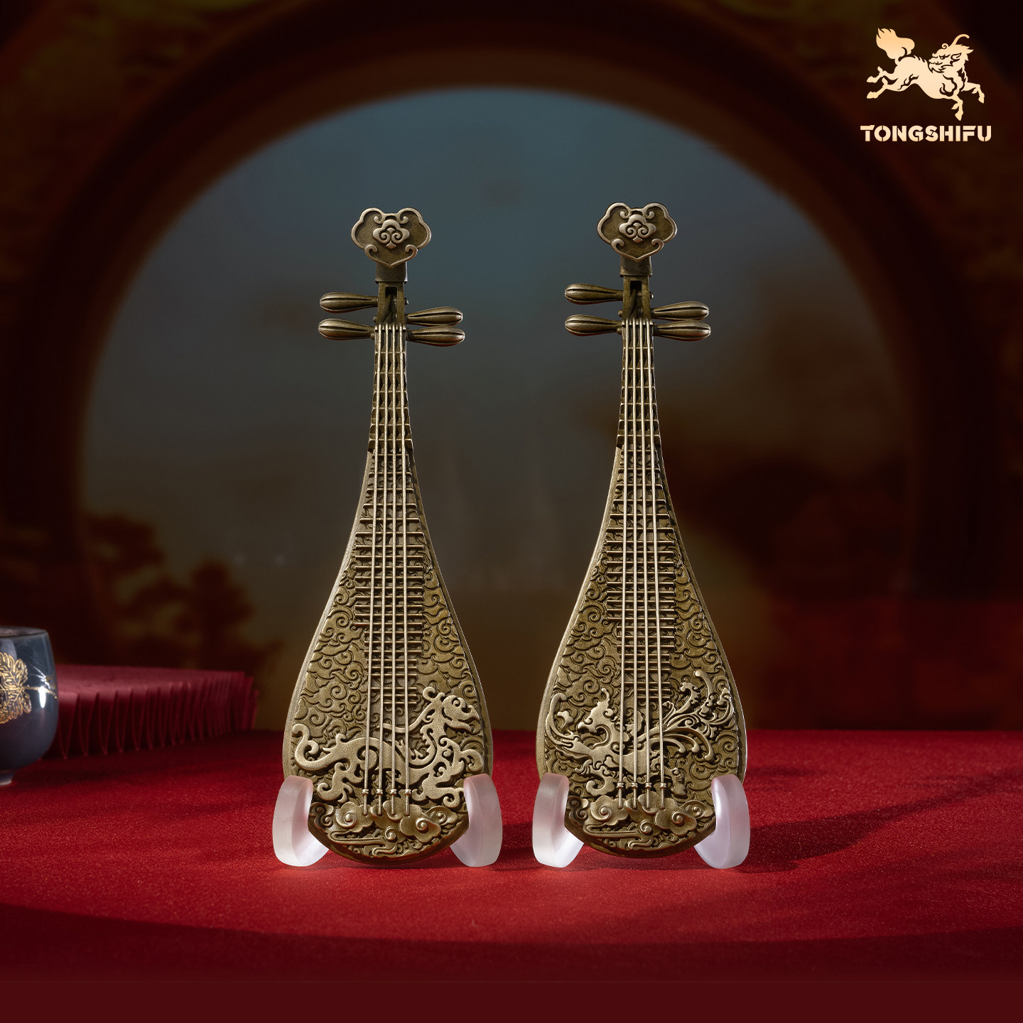 铜师傅《龙凤琵琶》客厅桌面铜乐器摆件 家居装饰工艺品 送礼摆件,家居饰品,桌面摆件,淘宝优惠券,粉丝福利购,淘宝优惠卷