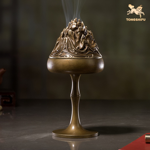 家居装 客厅桌面铜香炉摆件 饰工艺品 高杆博山炉 铜师傅