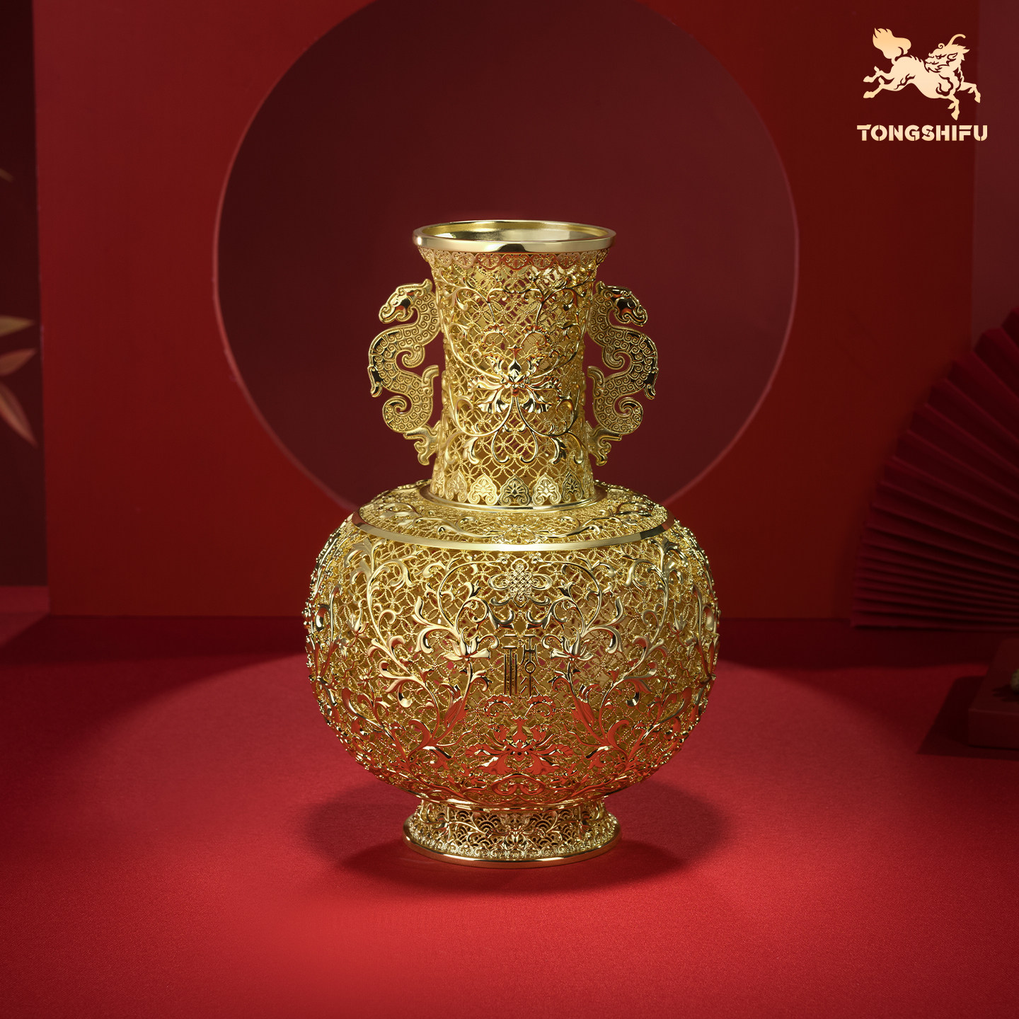 铜师傅《花丝宝瓶》客厅电视柜铜花瓶摆件 家居装饰品 乔迁礼物