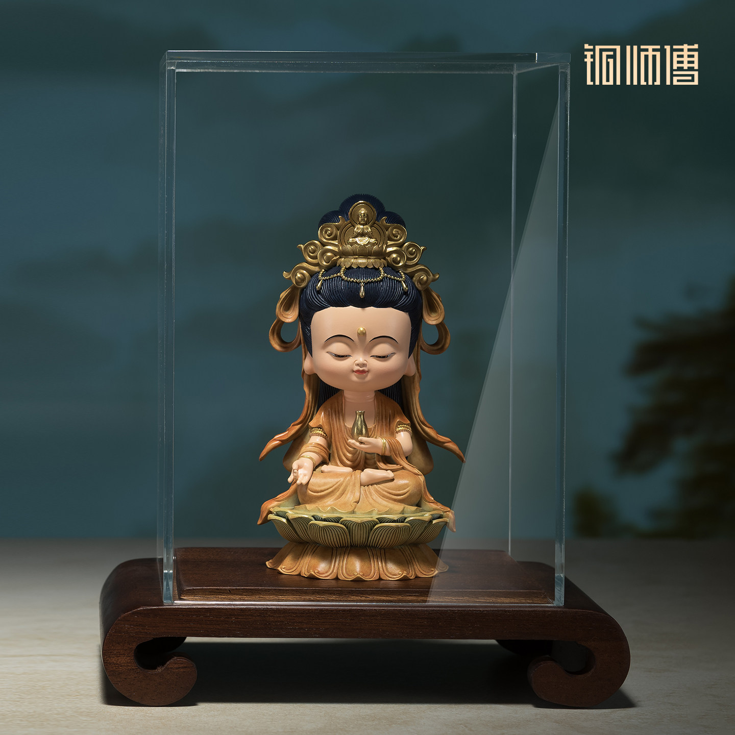 铜师傅《莲语》新中式客厅观音菩萨铜摆件  家居静心禅意工艺品